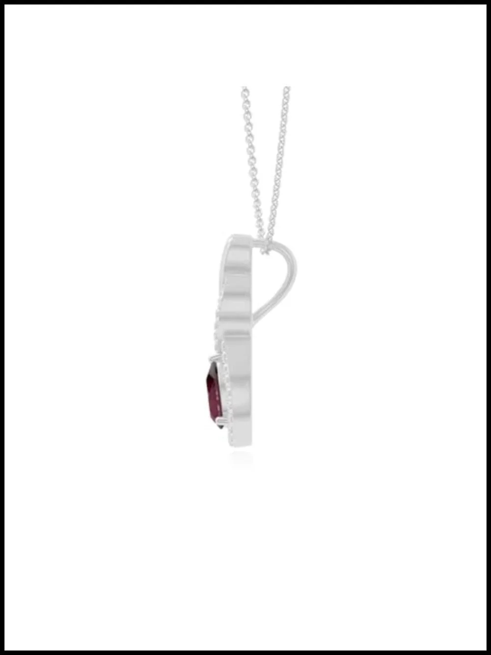 Sterling Silver Ruby Moissanite Infinity Pear Pendant Necklace